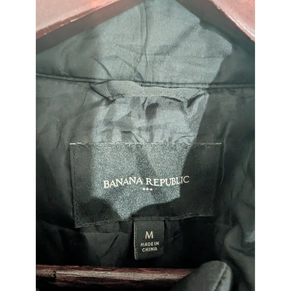 Banana Republic WR Quilted Bomber Jacket Black Water Resistant Mens Medium